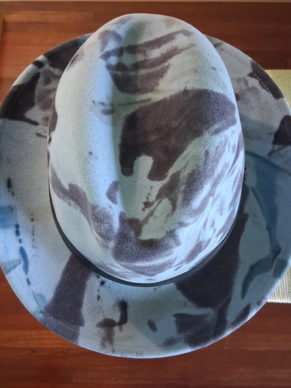 Goorin Bros Wool Felt Fedora Blue Camo Black Band Large